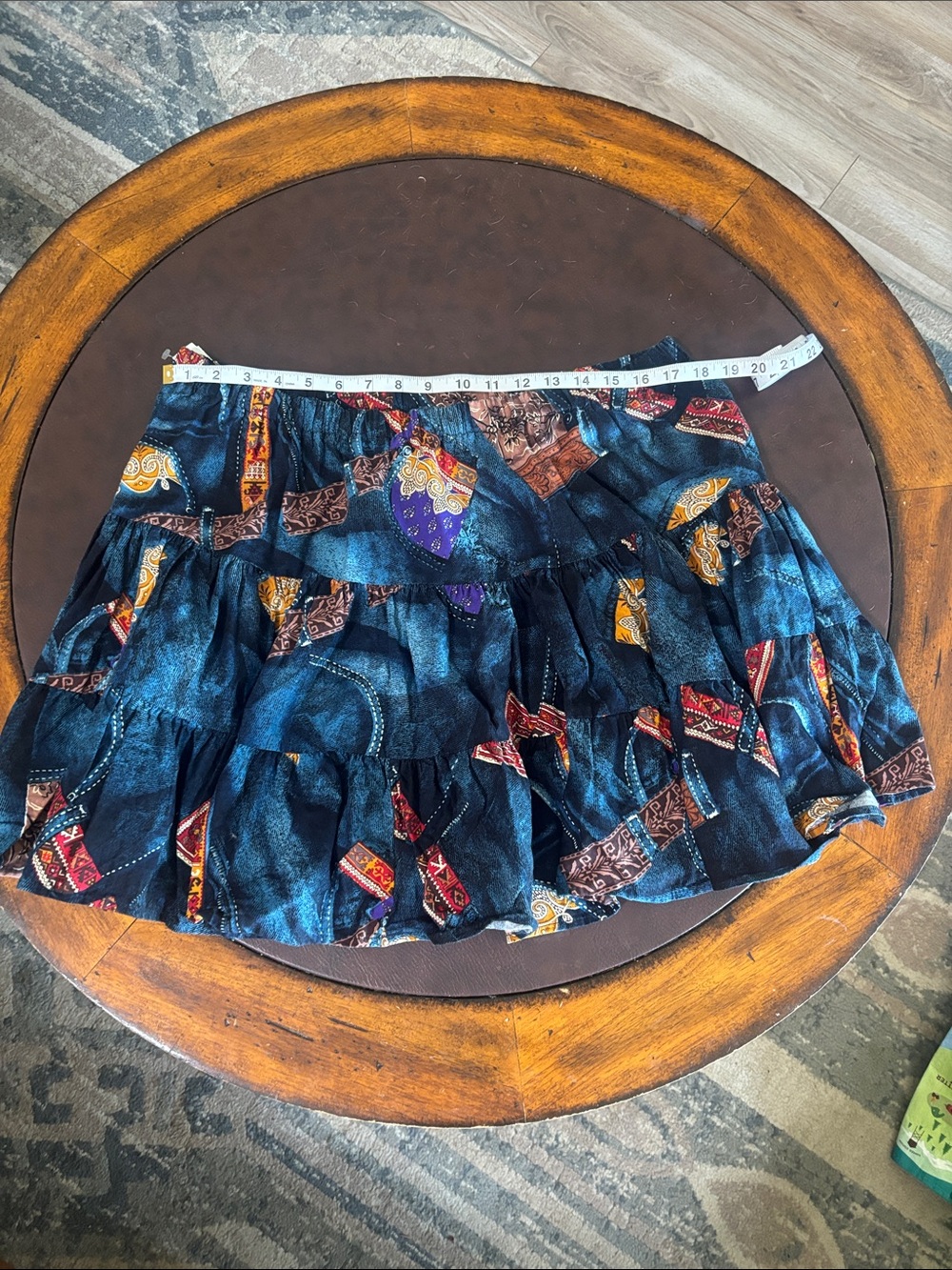 Vintage Panhandle Slim Boho Mini Skirt in Navy, Made in USA 🇺🇸